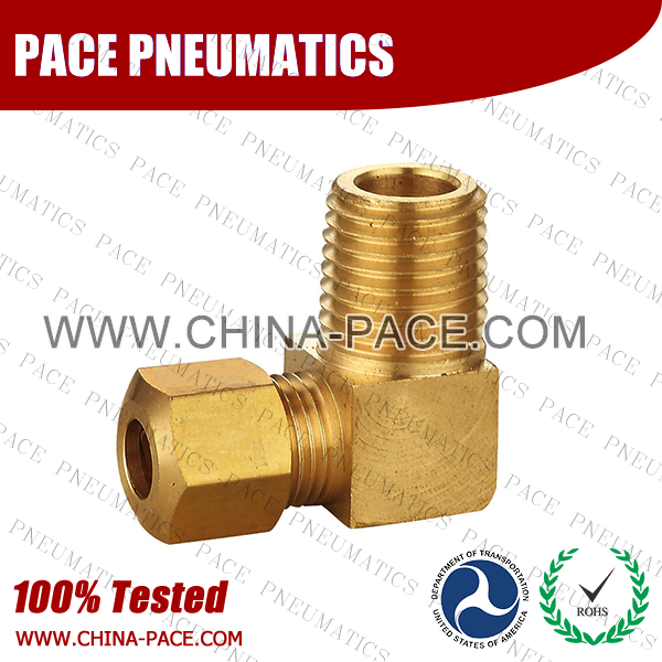 Barstock 90°Male Elbow Brass Compression Fittings, Air compression Fittings, Brass Compression Fittings, Brass pipe joint Fittings, Pneumatic Fittings, Air Fittings, Pneumatic connectors, Air Connectors, pneumatic Components